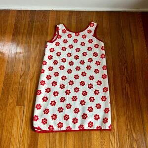 Vintage Red & White Floral Wrap Around Apron Multicolor One Size